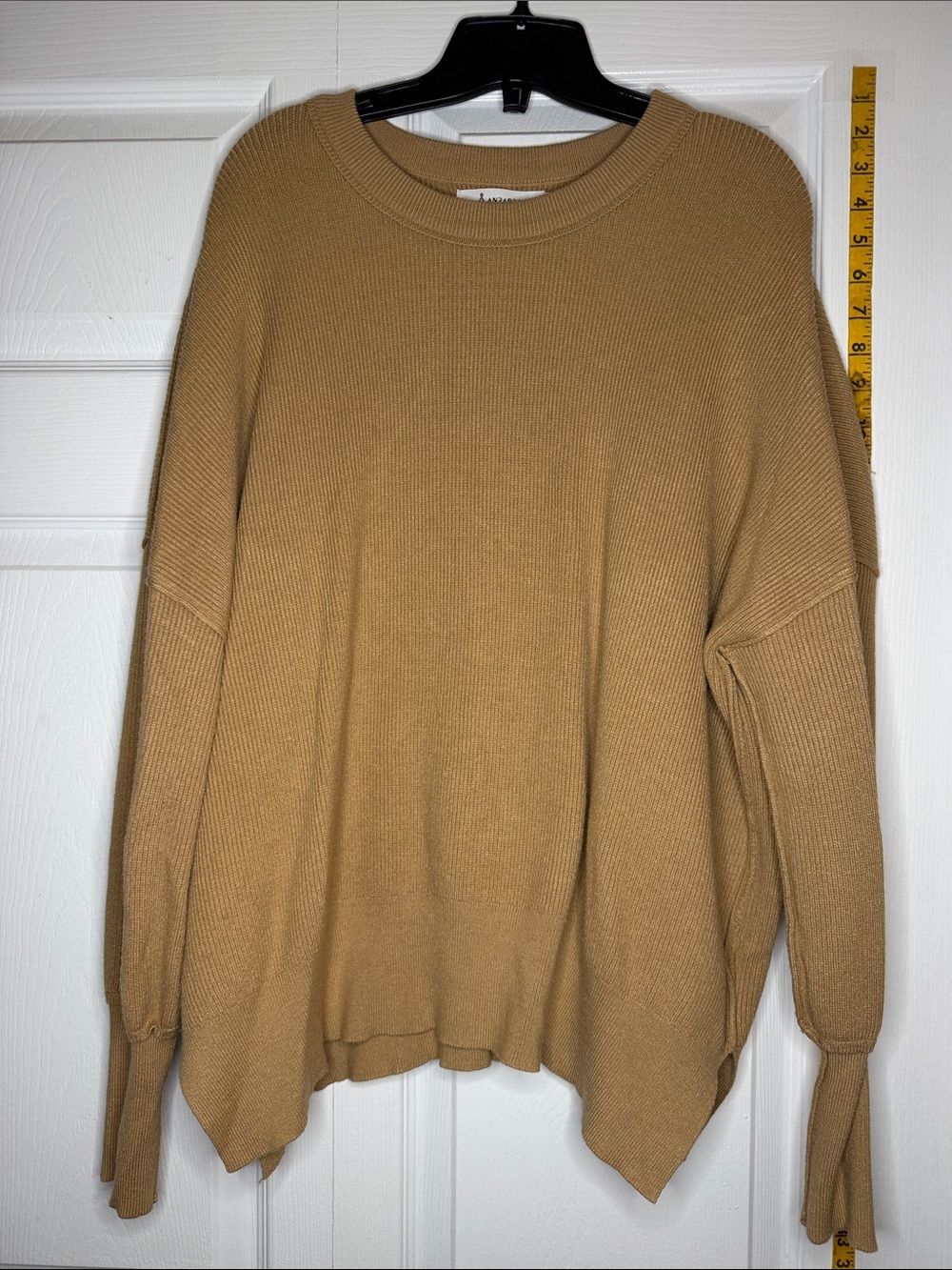 Relaxed Camel Crewneck Sweater - Women's Cozy Knit
